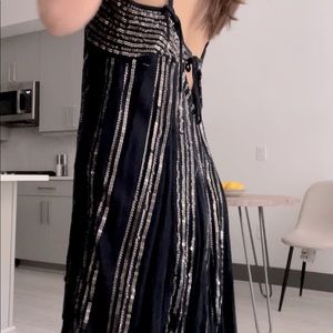 Navy blue sequin beach cover up gun metal sequins